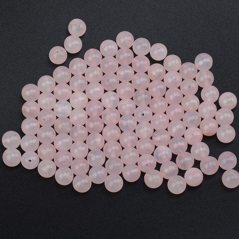 LPBeads 100PCS 8mm Natural Rose Quartz Beads Gemstone Round Loose Beads for Jewelry Making with Pink Stretch Cord - Image 3